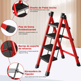 ▶ Escalera Plegable de Acero，Escalera 4 Peldaños Doméstica Portátil con Pedal Ancho Antideslizante, Escalera Tubular Escalera de Tijera Tipo de Interior Exterior Hogar Oficina Cocina Garaje