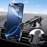 ▶ Soporte para Celular Automóvil 3 en 1 Potente Ventosa Porta Celular para Auto Parabrisas/Salpicadero/Ventilación Base Celular para iPhone, Samsung, Xiaomi Redmi, etc. para Fundas Gruesas