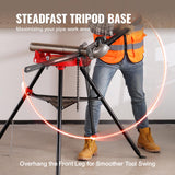 ▶ Prensado de tubos de trípo de 460-6 de capacidad de 1/8 a 6 pulgadas, soporte de tubería portátil plegable patas de acero, soportes de gato con bandeja de herramientas, soporte de trípode de cadena ideal para una variedad de materiales de