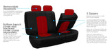 ▶ Juego Completo de Fundas de Asiento de Cuero sintético Perforado, Rojo/Negro