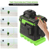Nivel Láser Autonivelante Verde con Trípode 1.2m, 3D 12 Líneas, Nivelador Láser, Nivel láser de líneas cruzada 3x360, set con Soporte de Pared, 2 Baterías, Gafas para rayo verde