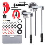 ▶ Herramientas de doble abocinamiento individual 3 en 1, kit de herramientas de llamarada que incluye doblador de tubos de 180 grados, cortador de tubos para cobre, latón, tuberías