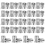 🔩 Worldity - Juego de 150 tuercas de remache de acero inoxidable de 1/4"-20, insertos roscados de cabeza plana con cuerpo moleteado para metal, tuercas de hardware duraderas para un cierre seguro