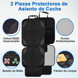 ▶ Protector de Asiento de Coche 2Pzs, Funda Protectora para Silla de Coche Infantil con Bolsa de Almacenamiento, Tela 600D Antideslizante Fácil de Limpiar Impermeable para SUV Sedán Automovil