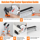 ▶ Cortador de tubos de PVC, 3 engranajes de corte ajustable de hasta 2-1/2 pulgadas, herramienta de corte de tubos de carraca resistente para PVC, PPR, PE, PEX, mangueras de plástico y tuberías