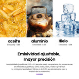 Termometro Infrarojo Pistola de Temperatura Láser -58F~1112F 50C~600C) Termómetro digital IR Emisividad Ajustable - para Cocinar/Barbacoa/Comida/Horno/Pizza Termómetro para Carne Incluido