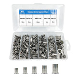 🔩 Juego de 228 tuercas de remache de acero inoxidable, surtido de tuercas de remache SAE UNC 8#-32, 10#-24, 1/4"-20, 5/16"-18, 3/8"-16, tuerca de remache roscada de cabeza plana, kit surtido de tuercas de remache
