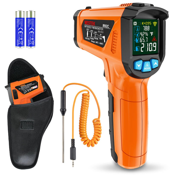 Termómetro infrarrojo, termómetro láser digital sin contacto, pistola de temperatura con visualización LCD de color para cocinar, reparaciones del hogar, medición de humedad de -50 °C a 800 °C (-50 ~ 800 °C)