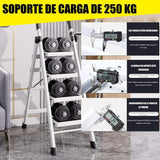 ▶ Escalera Plegable De 4 Peldaños, Aluminio, Escalera de Tijera para Interior y Exterior, Portátil Multifuncional