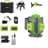Nivel Láser, Nivel Láser Automático 4D de 16 Líneas, Nivel Láser con Cruz Verde, Nivel Láser 360 Grados con Mando a Distancia, con Base de Ajuste