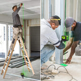 Nivel láser 3 puntos verde autonivelante con puntos de plomada para soldadura y posicionamiento de referencia de puntos, rango de trabajo de 60 m, soporte magnético incluidos - 9300G