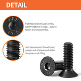 🔩 NIULUNBAO, Tornillos Hexagonales de Cabeza Plana, M6-1.0 x 60 mm, 25 Unidades, Negro, Acero Aleado Grado 10.9, Óxido Negro, Allen Hex Socket de 4 mm, Métrico Totalmente Roscado