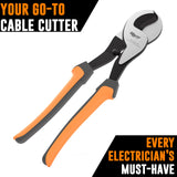 ▶ Cortadores de cables resistentes de 10 pulgadas para cable eléctrico, tijeras de cables profesionales para cobre y aluminio, corta hasta 2/0 cables, cortador de cables con agarre