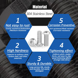 Tornillos M5 x 8 mm, tornillos y pernos de cabeza de botón M5-0.8 x 8 mm, tornillo de acero inoxidable, accionamiento de enchufe Allen, acabado brillante, rosca completa de máquina, 75 piezas
