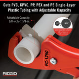 Cortador PC-1250, Mangos de Tijera, Para Tuberías y Tubos Plásticos, Cuchillas Reversibles, Rojo RIDGID