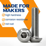 Tornillos de cabeza de botón M8-1,25 x 100 mm, acero inoxidable 18-8, llave Allen, rosca completa, rosca de máquina, cantidad 10