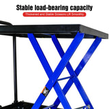 Carro de elevación hidráulica, carrito de mesa de elevación hidráulica con 4 ruedas, carro hidráulico elevador, capacidad de 500 libras, para manejo y transporte de materiales, negro y azul