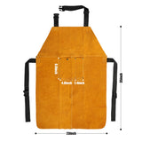 ▶  Delantal de soldadura de piel, babero resistente a las llama y las chispas, bata de seguridad, equipo de protección para herreros, soldadores y carpinteros, 23 x 35 pulgadas Benozit -