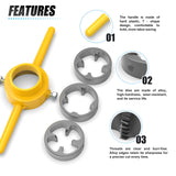 ▶ Roscado  de tubos  Herramienta para hacer roscas de PVC, juego de troqueles NPT, herramienta de fontanería con 3 troqueles, 1/2 pulgadas, 3/4 pulgadas, 1 pulgada, kit de enhebrador de tubería