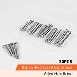 NIULUNBAO - Tornillos de cabeza de botón M5 x 40 mm, 45 mm, 50 mm, 55 mm, 60 mm, tornillos de acero inoxidable 304 métricos para máquina hexagonal, totalmente roscados, kit surtido de 30 unidades