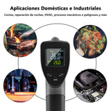 ▶ Termometro Infrarojo, Pistola de Temperatura Láser Digital Sin Contacto, -58 ℉ ~ 1022 ℉ (-50 ℃ ～ 550 ℃), Emisividad Ajustable, con Pantalla LCD para Cocina, BBQ, Congelador, etc.