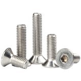 Tornillos de cabeza plana M4-0,7 x 14 mm, acero inoxidable 18-8 (304), acabado brillante, accionamiento de enchufe Allen, tornillos de máquina, tornillos hexagonales interiores, tornillos de tornillo hexagonal 60 unidades