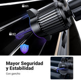 ▶ Soporte Celular Automóvil, Base Porta Móvil Auto Giratorio 360° con Gancho Metálico y Botón de Liberación, Uso con Una Sola Mano para iPhone 16 15 14 13 Pro MAX, Galaxy S24 S23 S22 Ultra