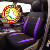 ▶ Fundas de Asiento de Coche, 9 Piezas de Asientos Delanteros y Traseros de poliéster, Color Negro con Morado