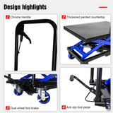Carro de elevación hidráulica, carrito de mesa de elevación hidráulica con 4 ruedas, carro hidráulico elevador, capacidad de 500 libras, para manejo y transporte de materiales, negro y azul