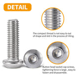 Cicidorai Tornillos de cabeza de botón M5-0,8 x 12 mm, acero inoxidable 304 18-8, llave Allen, roscas de máquina completa, cantidad de 50
