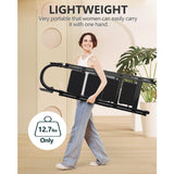 ▶ Escaleras de Tijera, Escalera Plegable Tubular Antiderrapante, Escaleras Plegables para Casa, Oficina, Comercio e Industria (Negro-4 Peldaños con Empuñadura)