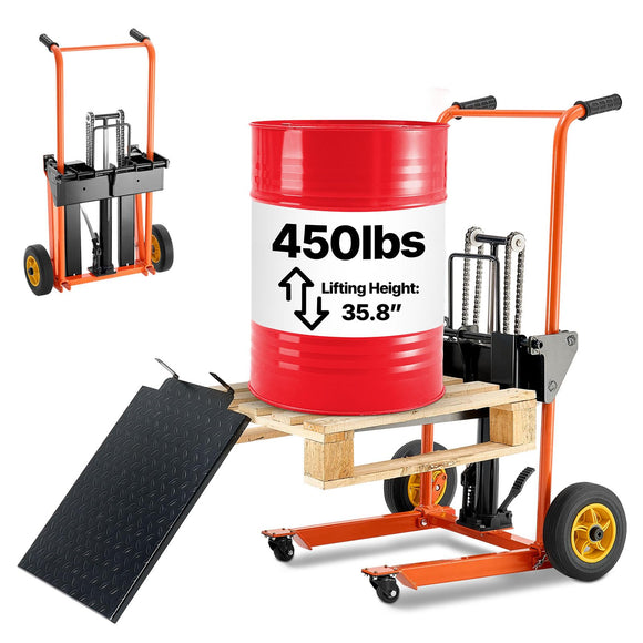 Gato de Material hidráulico, Capacidad de Carga de 450 Libras, Plataforma de Carretilla con Mesa elevadora, Altura máxima de elevación de 35.8 Pulgadas, Carro de Mesa Plegable y