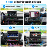 ▶ Estereo Retráctil 7 Pulgada con Enlace Espejo Autoestéreo Reproductor MP5, Bluetooth 5.0, Entrada Auxiliar, Radio FM, USB, TF, Cámara de Visión Trasera