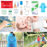 SWRWJ Kit de Supervivencia 158 Piezas, con Chubasqueros y Silbato, Kit de Supervivencia Multifuncional para Exteriores, Acampada, Senderismo, Regalo de Navidad para Hombres