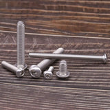 M6-1.0 x 80 mm Tornillos de cabeza de botón de acero inoxidable 304 18-8 tornillos de casquillo hexagonal, unidad hexagonal Allen, rosca completa, rosca gruesa UNC, 10 unidades