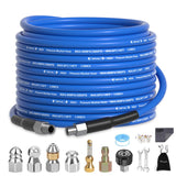 ▶ Limpieza de lavadora a presión, kit de chorro de alcantarillado para manguera de limpieza de drenaje de presión de trabajo NPT de 1/4 pulgadas, manguera de limpieza de drenaje