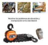 Polipasto Manual 2 Toneladas 6 m con Gancho 360° y Doble Freno, Cadena G80 Forjada, Elevador Portátil para Talleres, Almacenes y Construcción