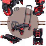 Carretilla plegable 2 en 1 con capacidad de carga de 150 kg, con asa retráctil y 4 ruedas de goma, carro plegable portátil para equipaje, viaje, oficina