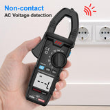 ▶  Digital Pinza Amperimétrica multímetro probador de voltaje voltímetro de rango automático NCV True RMS 6000 conteos mide voltaje AC/DC resistencia, corriente, diodo, capacitancia, frecuencia