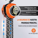 Polipasto Manual, 2 Toneladas Cadena De 6 Metros, para Elevación y Tracción En Obras De Construcción, Garajes, Almacenes, Instalaciones De Automoción, Talleres, Fábricas Y Granjas