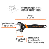 ▶TRUPER Llave ajustable (perico) 8" boca ancha Comfort Grip