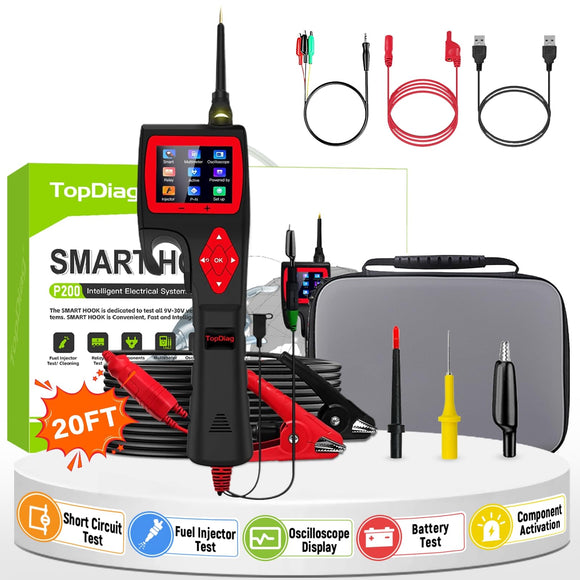 Probador de circuitos automotrices, herramienta de diagnóstico de coche de 12 V 24 V con osciloscopio, continuidad, prueba de relé, componentes de activación, voltaje CA/CC,