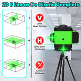 Nivel Láser Autonivelante -8 Líneas Vertical,Horizontal y Cruzada 360°,Precisión 10m ± 2mm,Autonivelación ±3°, 5000mAh Batería - Ideal Para Techo,Piso,Pared