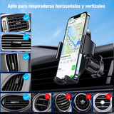 ▶ Soporte Celular Automóvil, Base Porta Celular Auto Ventilación, Rotación 360º con Gancho Metálico y Botón Liberación con iPhone 15 14 13 Pro MAX, Galaxy S23 Ultra, Xiaomi