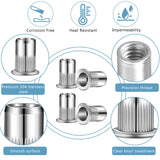 🔩 Worldity - Juego de 150 tuercas de remache de acero inoxidable de 1/4"-20, insertos roscados de cabeza plana con cuerpo moleteado para metal, tuercas de hardware duraderas para un cierre seguro