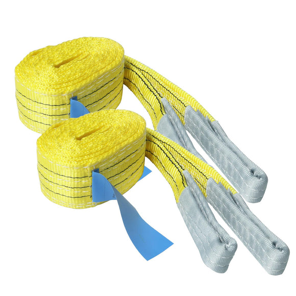 ▶ Correas de elevación de 3 toneladas, correa de poliéster plana duradera con extremos de nailon gris para elevación industrial (paquete de 2)