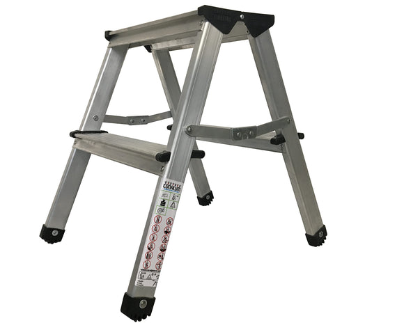 ▶ Escalera de Tijera de 1 escalón Doble Acceso de Aluminio