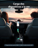 ▶ Cargador Auto, USB C 30W+USB A 30W QC3.0 Car Phone Charger Cargador de Coche Adaptador Compatible con iPhone 16 15 14 13 12 Pro Plus MAX Mini Samsung S21 Huawei iPad Airpods Portátiles Tabletas
