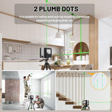 Nivel láser de línea, modo manual y autonivelante, láser de líneas cruzadas de haz verde de alta visibilidad con 2 puntos de plomada para diseño y plomería