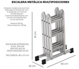 ▶ Escalera Multiposiciones de 3.5 Metros Aluminio Recta Tijera Andomio Plegable Versatil Antideslizante para Uso Interior Y Exterior De 12 Peldaños Alta Calidad